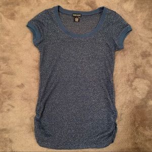 Wet Seal Short Sleeve Sheath Dress Tube Form Fitting Stretch Blue Metallic